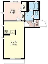 ポナールD 1LDKの間取図画像