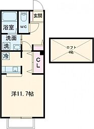 パームタウンノース ワンルームの間取図画像