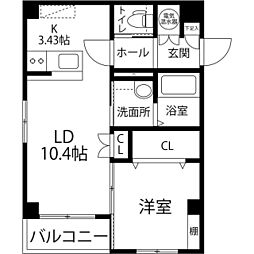 クレシェンテ 1LDKの間取図画像