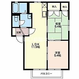 カンフォート中2 2LDKの間取図画像