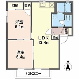 セントフォーレスC 2LDKの間取図画像