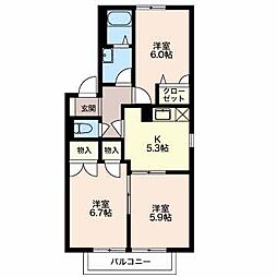 リビエールA 3Kの間取図画像