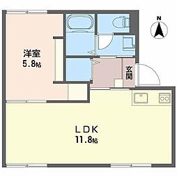 サンハイツ矢橋1 1LDKの間取図画像