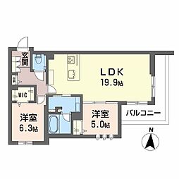 リオリエントスティール 2LDKの間取図画像