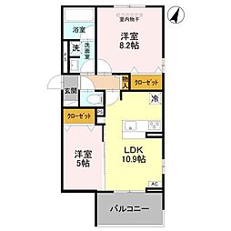 カーサ・プレッツァ豊里 2LDKの間取図画像