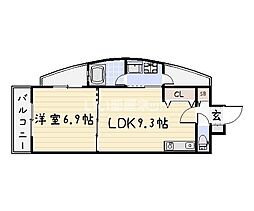 リード大手町 1LDKの間取図画像