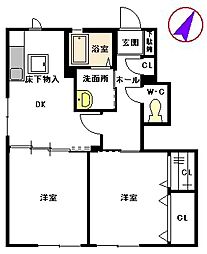 マーチン・ブランシェC 2DKの間取図画像