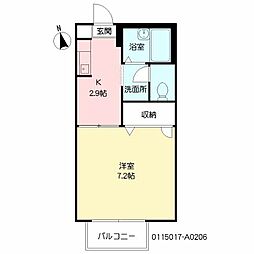 パークサイド久野1 1Kの間取図画像