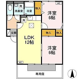 プレジャーC 2LDKの間取図画像