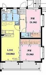 エリュシオン浮城 2LDKの間取図画像