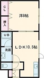 ラメゾンド悠 1LDKの間取図画像