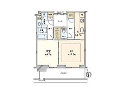 グラングリーン大阪 THE NORTH RESIDENCE 1LDKの間取図画像