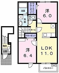 セゾンジェルメ2 2LDKの間取図画像