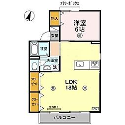セジュールクサミB 1LDKの間取図画像