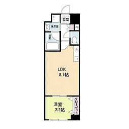 ソルレヴェンテ梅田 1DKの間取図画像