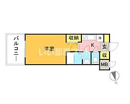 レシェンテ・ヴィラ東福岡 1Kの間取図画像
