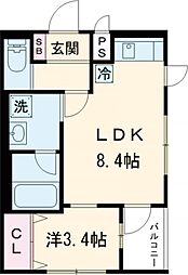 MOONRIVER 1LDKの間取図画像