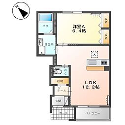 フランボワーズ 1LDKの間取図画像