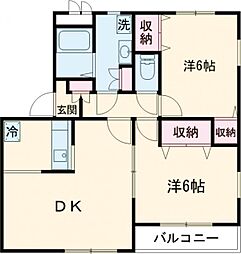 リビウスヨーロピアン芝伍番館 2LDKの間取図画像