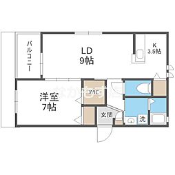 シャルマン・ドミール堺 1LDKの間取図画像