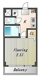プルマス上福岡 1Kの間取図画像