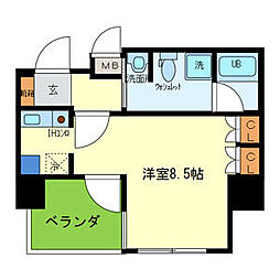 パウゼ東天満 ワンルームの間取図画像
