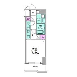 ビエラコート天神橋 1Kの間取図画像