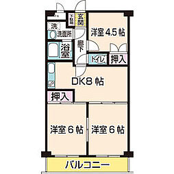 DioKAN 3DKの間取図画像