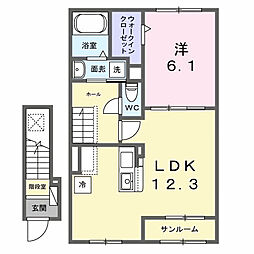 ウエスト.ゲート I 1LDKの間取図画像