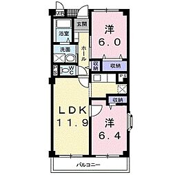 ヴィラ・ディア 2LDKの間取図画像