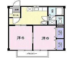ニューシティプラザ未来 2DKの間取図画像