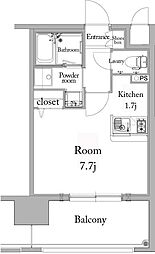 エンクレスト薬院大通 1Kの間取図画像