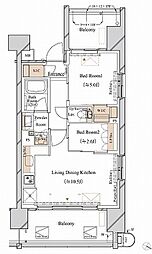 ブランシエスタ新丸子リバーフロント 2LDKの間取図画像