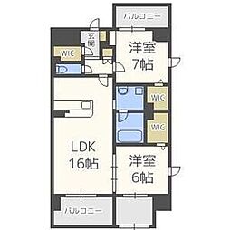 ラ・シルフィード博多駅南 2LDKの間取図画像
