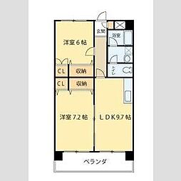 第5ジーオンビル 2LDKの間取図画像