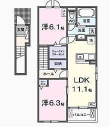 リアン・ノード 2LDKの間取図画像