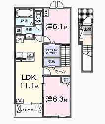 リアン・ノード 2LDKの間取図画像