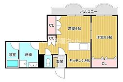 キャピタル平安 1LDKの間取図画像