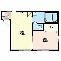 カーサ平和 1LDKの間取図画像