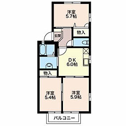 エステート細木A 3DKの間取図画像