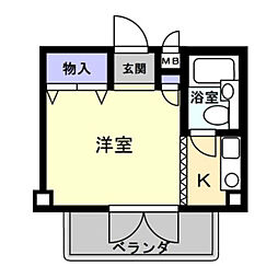 サンプラザベビードール ワンルームの間取図画像