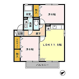 カーサフロレスタA 2LDKの間取図画像