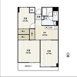 サンシャイン菊平ビル 3DKの間取図画像