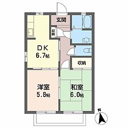 グリーンルーフのうがわ 2Kの間取図画像