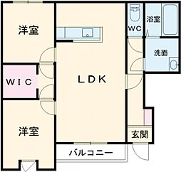 高崎市金古町アパート 2LDKの間取図画像