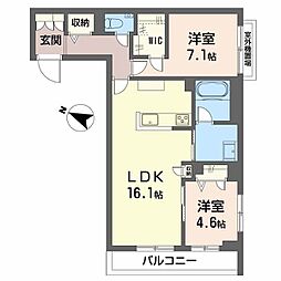 CASA ニックスV 2LDKの間取図画像