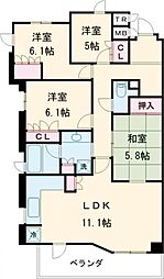 プラネスーペリア西大寺国見町 4LDKの間取図画像