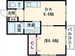 フェリシアパレス堺 1DKの間取図画像