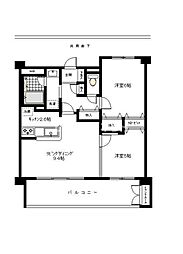 ルフォン・ワカバ 2LDKの間取図画像