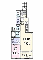 ララ シャングリラ 1LDKの間取図画像